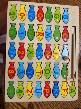 Wooden Magnetic Fishing Game - Multicolor Fish Puzzle